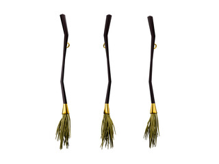 Collection of Witches broomstick for Halloween holiday. Isolated on transparent  background.