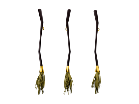 Collection of Witches broomstick for Halloween holiday. Isolated on transparent  background.