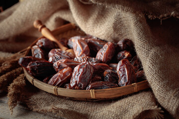 Dates fruits on a kitchen table.