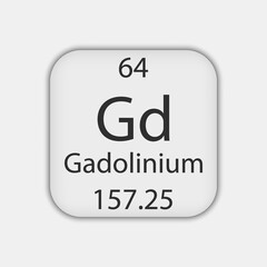 Gadolinium symbol. Chemical element of the periodic table. Vector illustration.