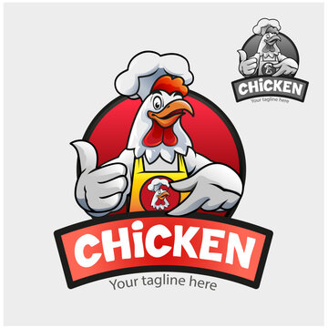Vector illustration, chicken cartoon as a symbol or mascot fried chicken restaurant.