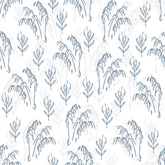 Seamless graphic vector pattern with dry autumn grass. An illustration for print on aboys, to create a Scandinavian mood.