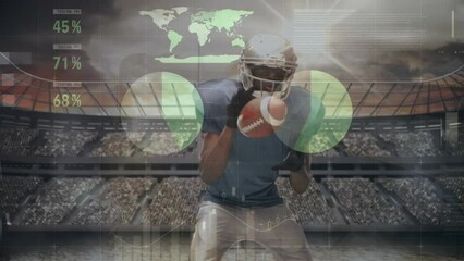 Animation of financial data processing and statistics over american football players - Powered by Adobe