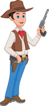 cartoon cowboy holding gun