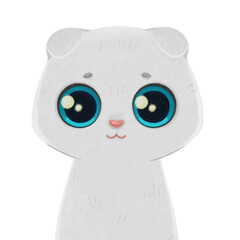 White Scottish Fold Cat. Coupari kitten. Cute highland fold cat portrait. Cat breeds