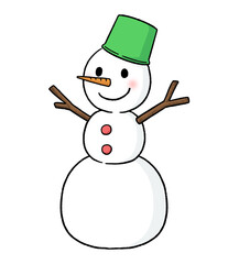バケツをかぶる三段重ねの雪だるま