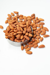 Roasted Almonds on white background