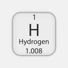 Hydrogen symbol. Chemical element of the periodic table. Vector illustration.