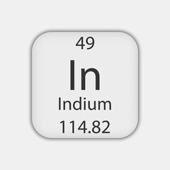 Indium symbol. Chemical element of the periodic table. Vector illustration.
