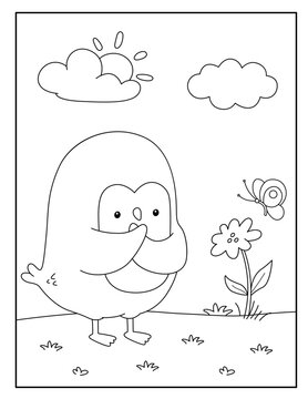Cute penguin coloring page for kids