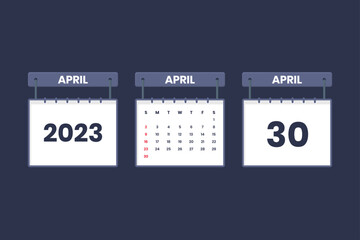 30 April 2023 calendar icon for schedule, appointment, important date concept
