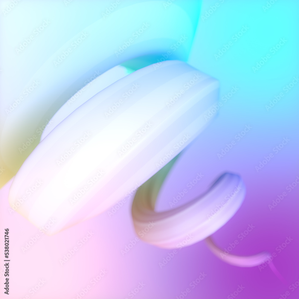 Aufkleber 3d rendering digital illustration of neon colored shape in the form of a helix. abstract art backgro