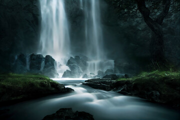 Fototapeta na wymiar waterfall_nighttime