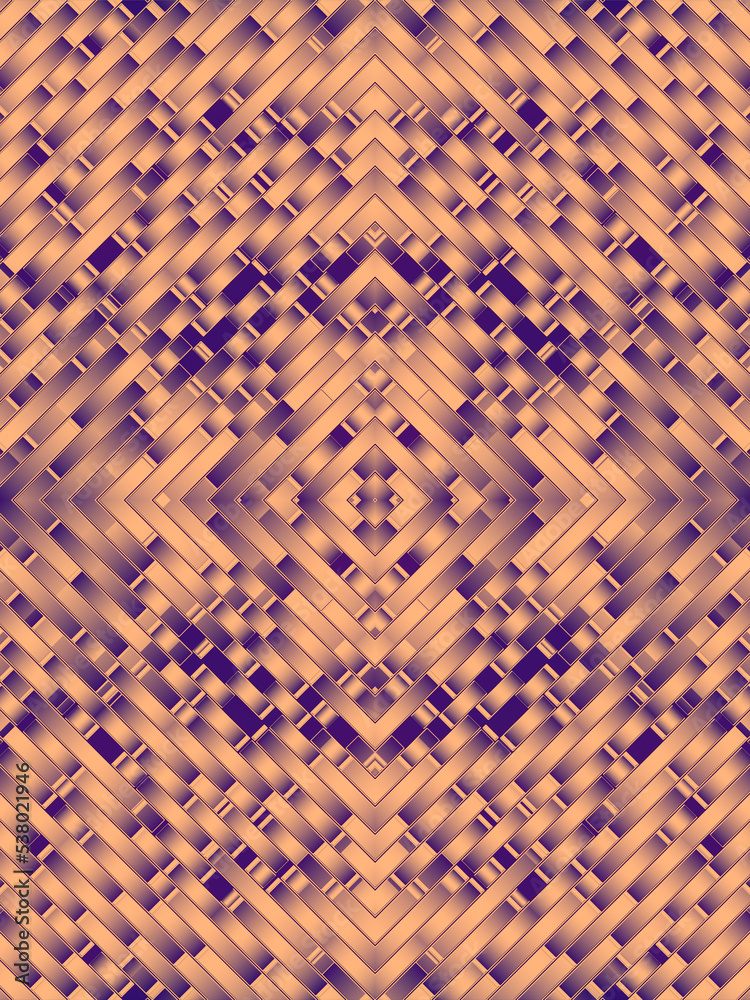 Poster Wavy symmetrical pattern of lines with trendy gradient. Abstract background. 3d rendering digital illustration
