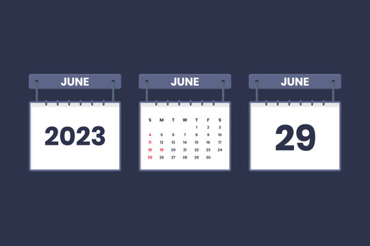 29 June 2023 calendar icon for schedule, appointment, important date concept