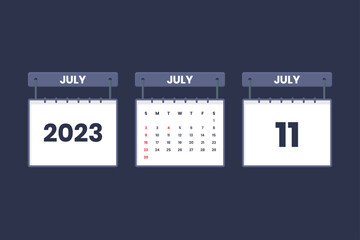 11 July 2023 calendar icon for schedule, appointment, important date concept