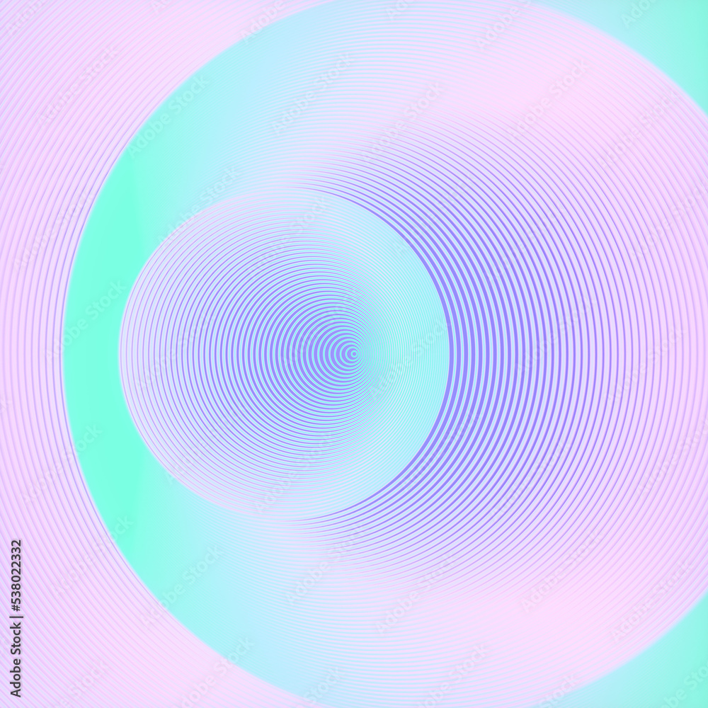 Poster Neon colored pattern of lines representing a circular three-dimensional shape. 3d rendering illustration