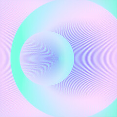 Neon colored pattern of lines representing a circular three-dimensional shape. 3d rendering illustration