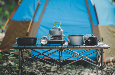 Cooking equipment for camping trip and tent