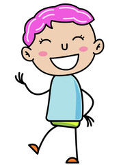 Obraz premium Boy Children, Simple doodle cartoon color