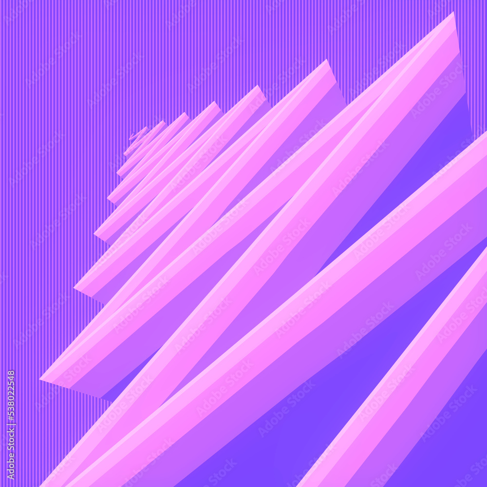 Poster Geometric pink colored zigzag pattern. Decoration element background. 3d rendering digital illustration