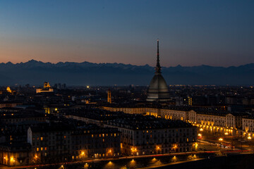 Fototapeta premium a wintery evening sunset in Turin Italy 