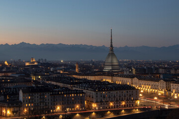 Fototapeta premium a wintery evening sunset in Turin Italy 