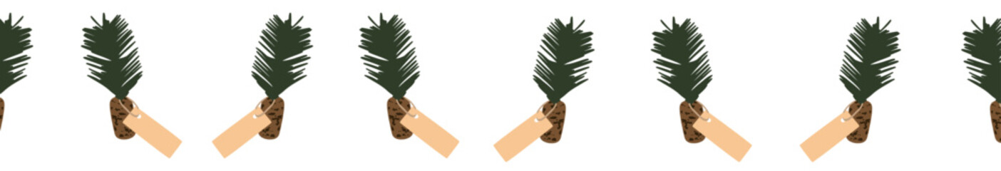 Vector Christmas border and decorations are isolated on white background.