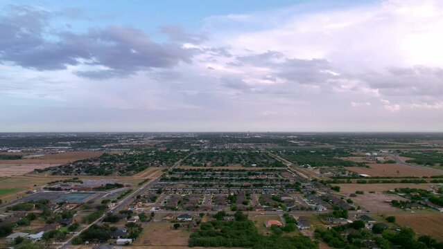 drone hyperlapase timelapse sunset  footage at cloudy  day countryside edinburg texas