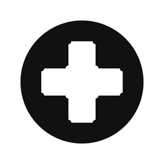 Swiss Cross Negative Corners Circle Icon