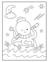 Octopus coloring page for kids