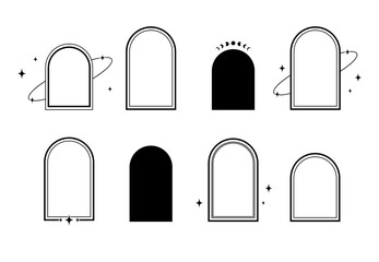 Set of minimal arc frame. Vector illustration. Line art.