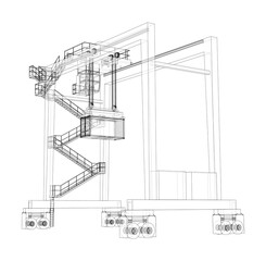 Port cargo crane. Vector