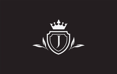 Crown and shield icon and royal luxury symbol image. King and queen abstract geometric logo with the letters