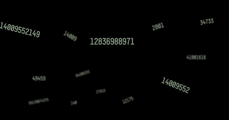 Illustration of multiple numbers against black background, copy space
