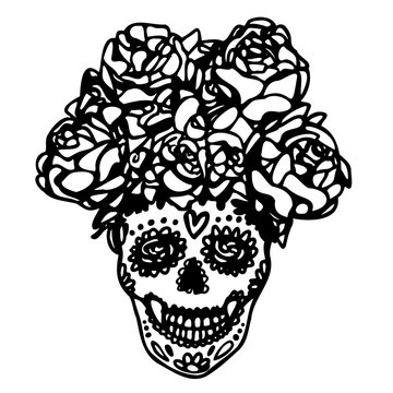 Day of the dead, Dia de los muertos background, banner with sugar skull.