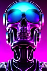  Skull avatar illustration in cyberpunk style