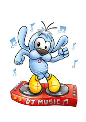 Chien cartoon musique DJ