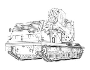 Military track missle system. Vector