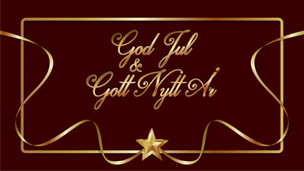 Nice and elegant style of Swedish (Sweden) text God Jul och Gott Nytt år (means Merry Christmas and Happy New Year in english. Esy to put on other background if you like. Vector illustration. Dimensio