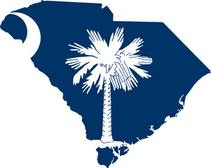 South Carolina USA Map Flag. SC US Outline Boundary Border Shape State Flag Sign Symbol Atlas Geography Banner. South Carolinian Transparent PNG Flattened JPG Flat JPEG