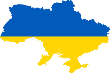 Ukraine Map Flag. Ukrainian Border Boundary Country Shape Nation National Outline Atlas Flag Sign Symbol Banner. Transparent PNG Flattened JPG Flat JPEG