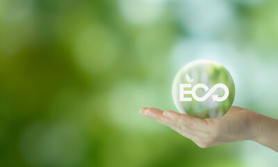Eco friendly, circular economy, eco community, green factory and industry concept. Environmental...