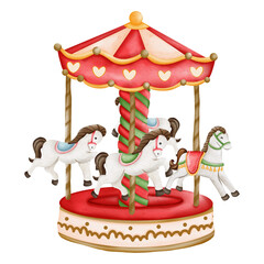 Obraz na płótnie Canvas Christmas carousel, amusement park