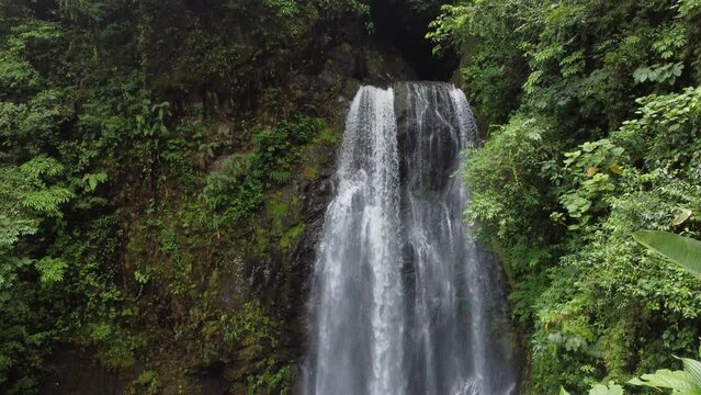 Beautiful video shooter by drone of a waterfall in Costa Rica