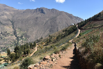 Panoramic views of the Sacred Valley of the Incas. Ollantaytambo, Cusco, Peru