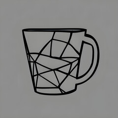 Abstract geometric monochrome cup of coffee 