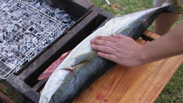 Fish ready to go on the braai or barbecue