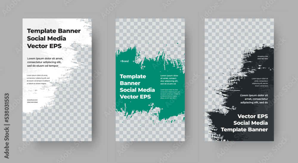 Poster Vertical banner template for stories with grunge elements for photos. Design for mobile devices. vector illustration