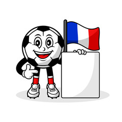 Mascot cartoon football france flag with banner